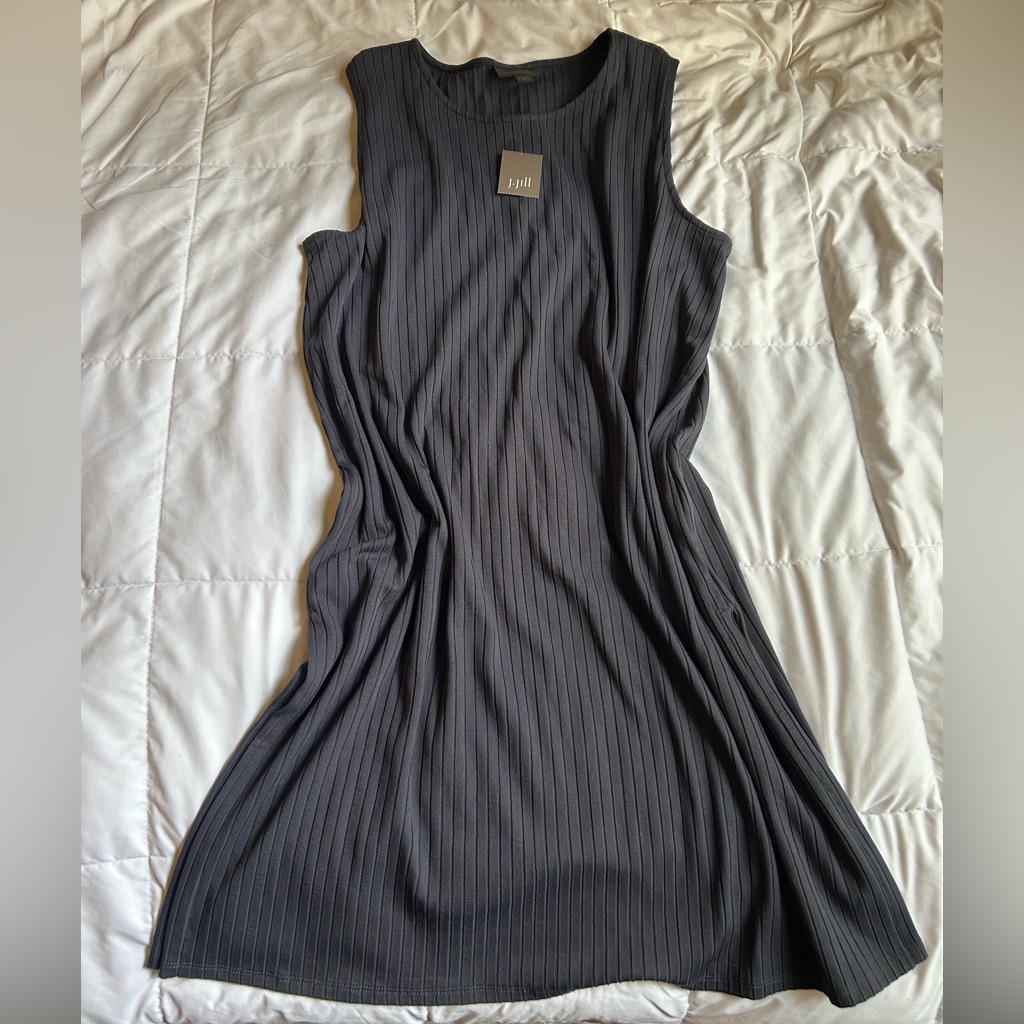 J. Jill Ribbed Sleeveless Knit Tunic Top In Dark Charcoal Size Med